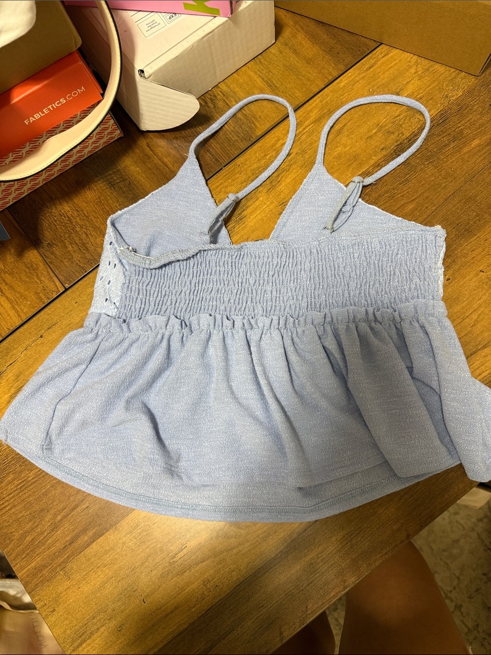 Light Blue Eyelet Knit Camisole Top by lulus - Picture 2 of 2
